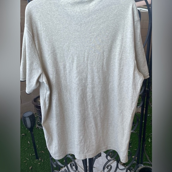 New Van Heusen V-neck Cotton Wrinkle Free Short Sleeve Oversized Oatmeal Top LG - Picture 14 of 16